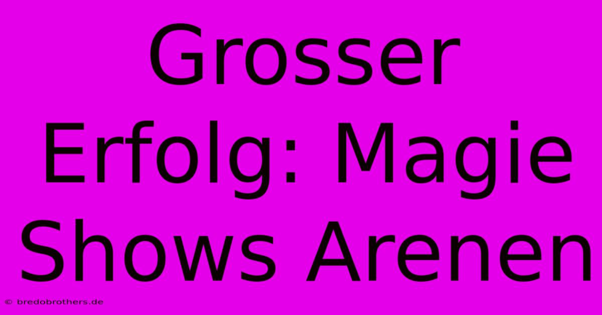 Grosser Erfolg: Magie Shows Arenen