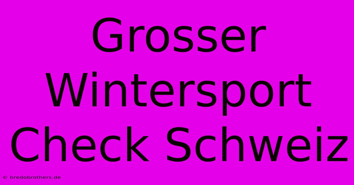 Grosser Wintersport Check Schweiz