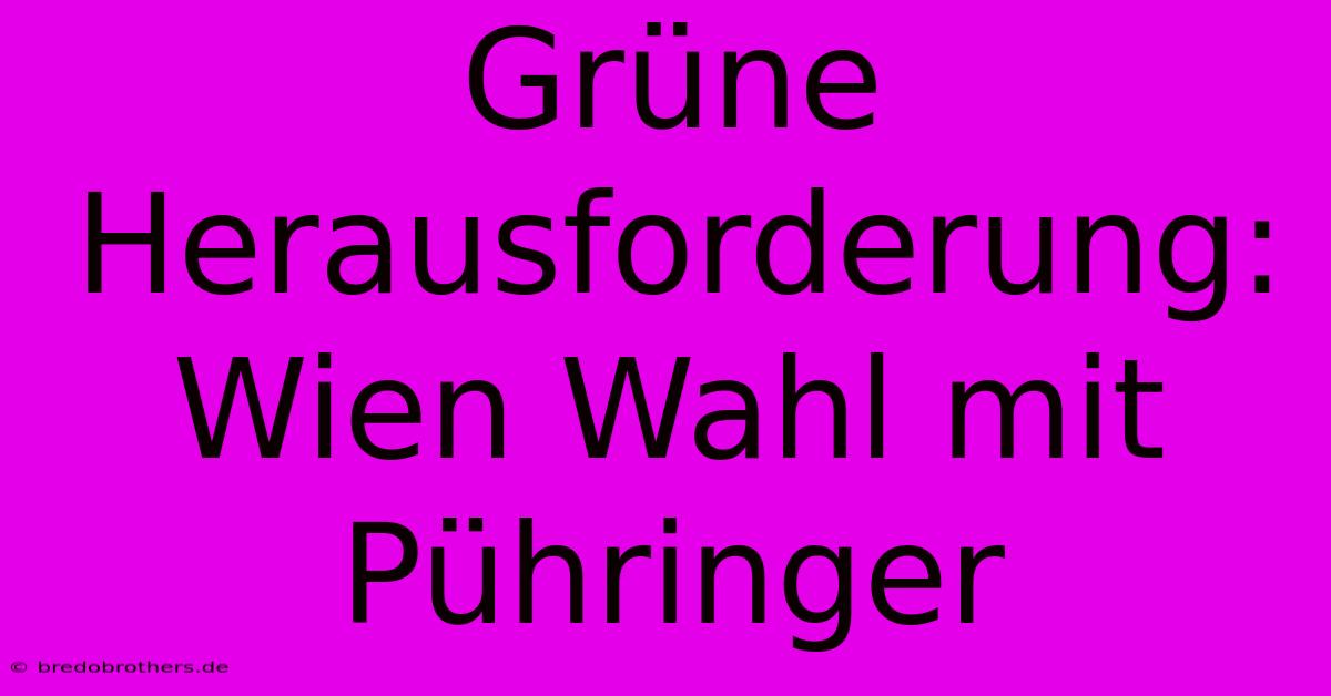 Grüne Herausforderung: Wien Wahl Mit Pühringer