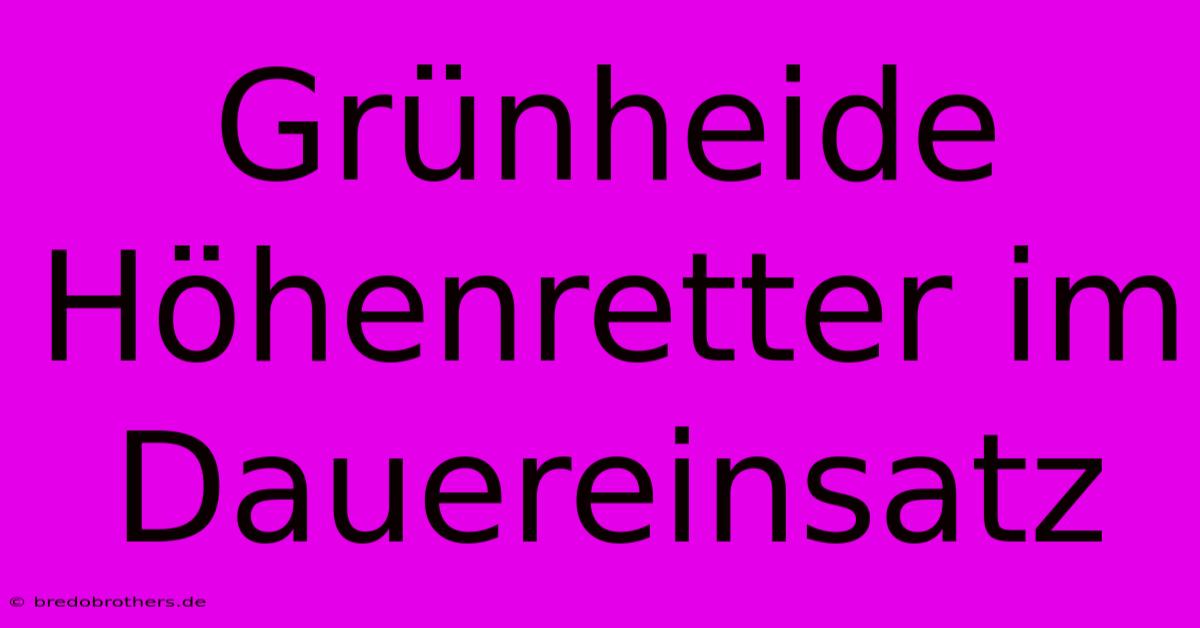 Grünheide Höhenretter Im Dauereinsatz