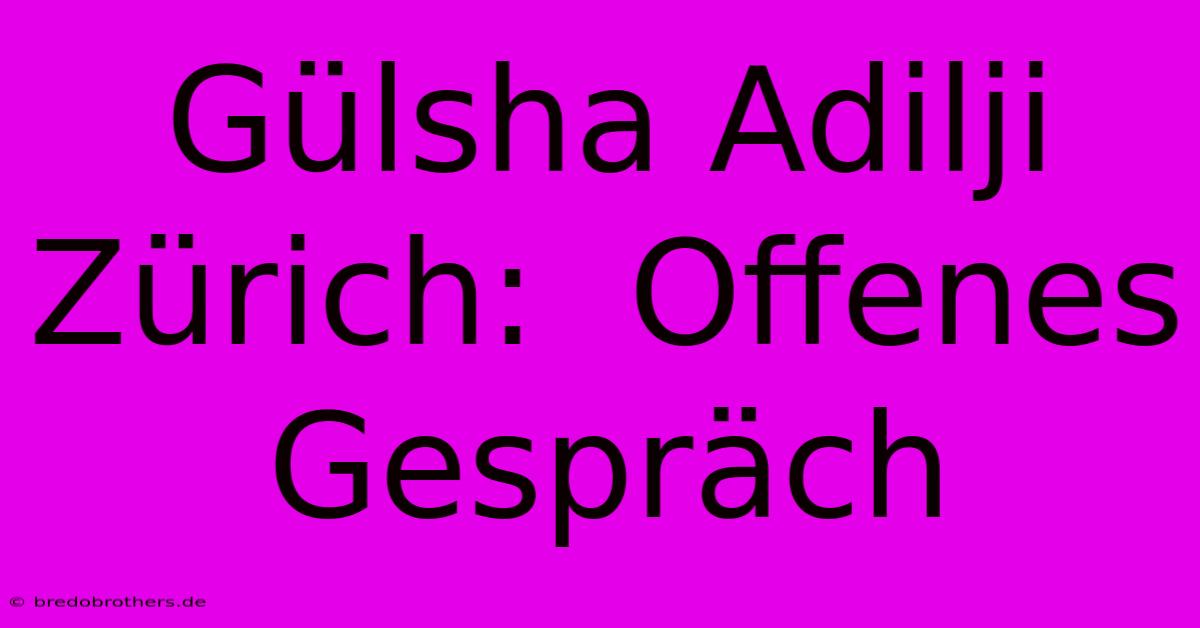 Gülsha Adilji Zürich:  Offenes Gespräch  