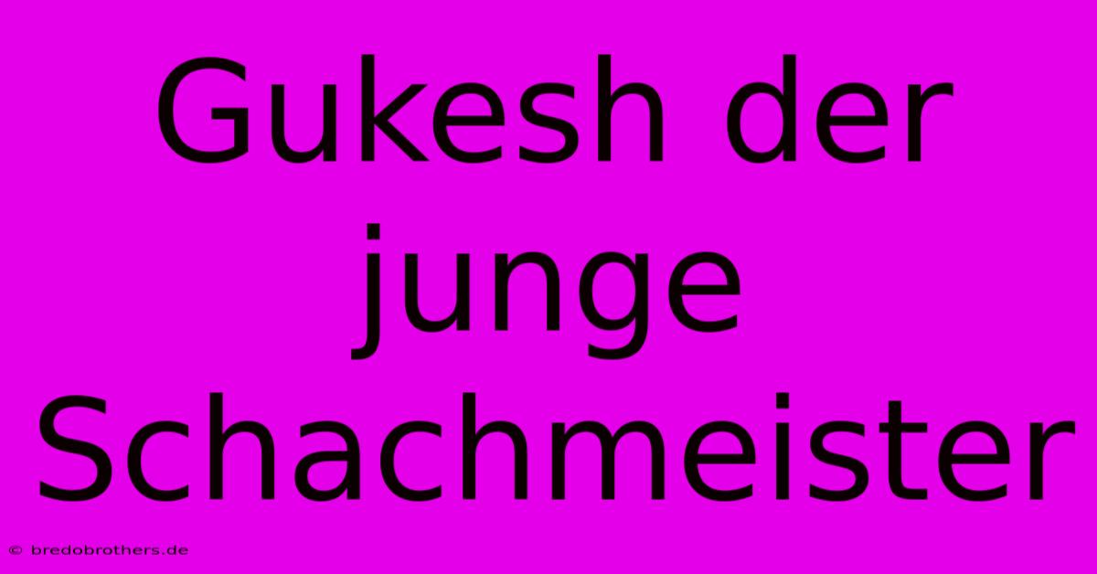 Gukesh Der Junge Schachmeister