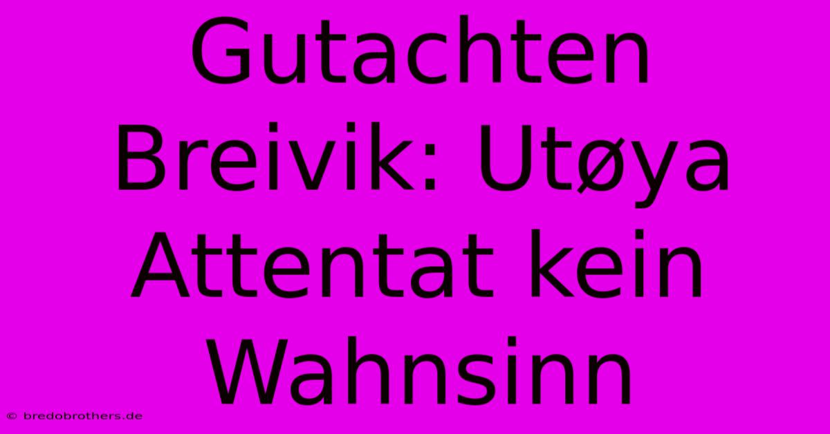 Gutachten Breivik: Utøya Attentat Kein Wahnsinn