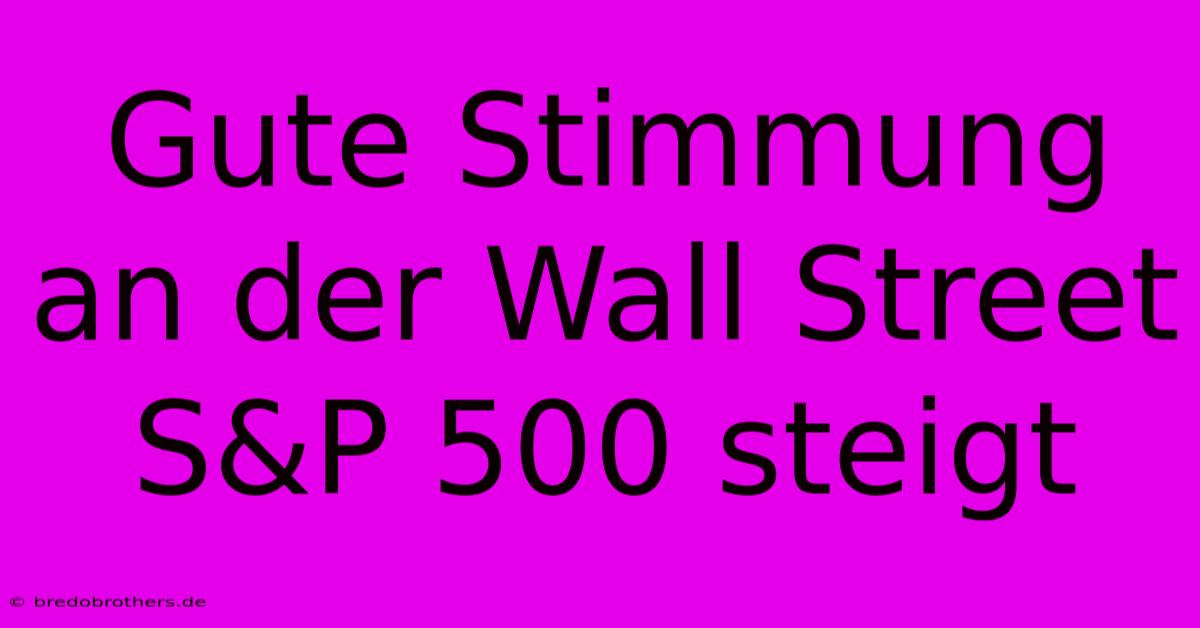 Gute Stimmung An Der Wall Street S&P 500 Steigt