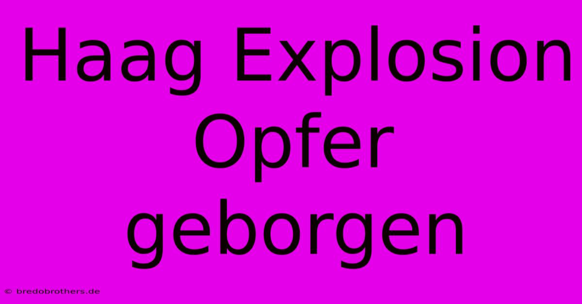 Haag Explosion Opfer Geborgen