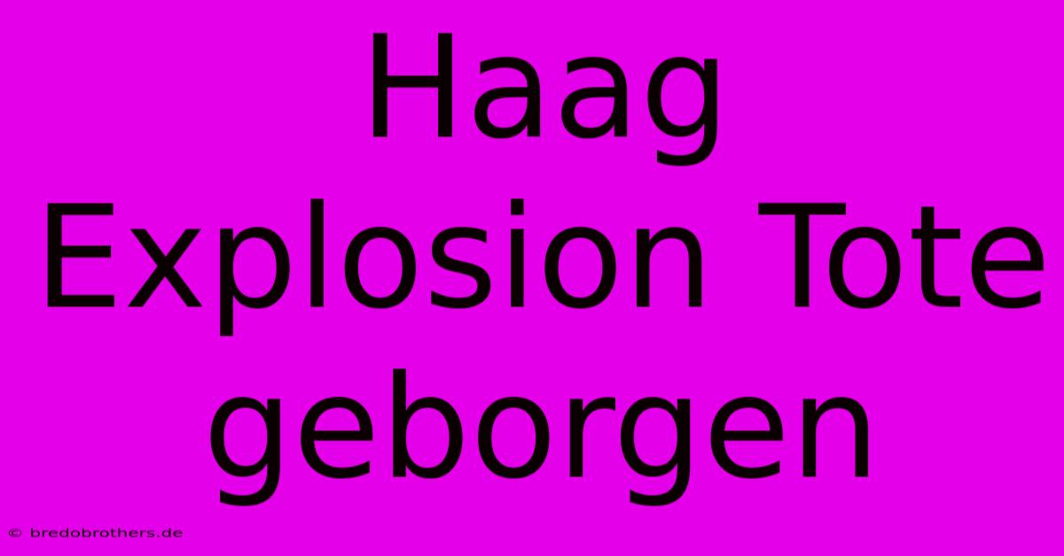 Haag Explosion Tote Geborgen