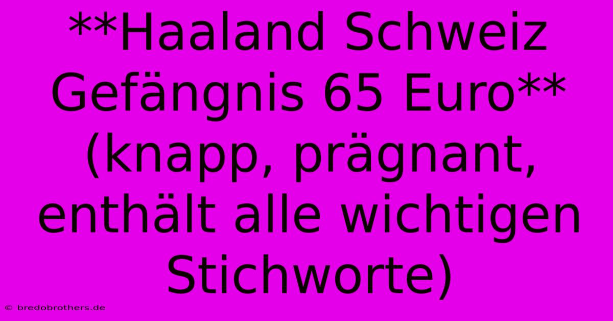 **Haaland Schweiz Gefängnis 65 Euro** (knapp, Prägnant, Enthält Alle Wichtigen Stichworte)