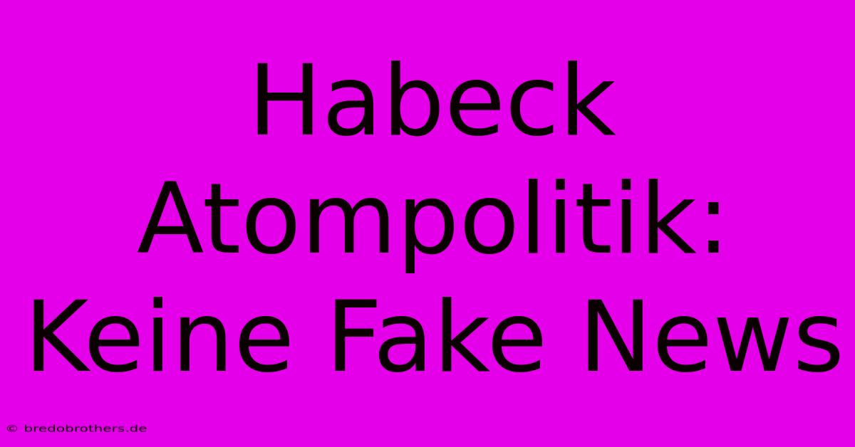 Habeck Atompolitik:  Keine Fake News