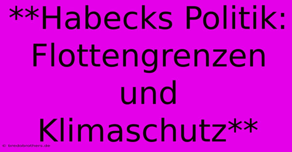 **Habecks Politik: Flottengrenzen Und Klimaschutz**