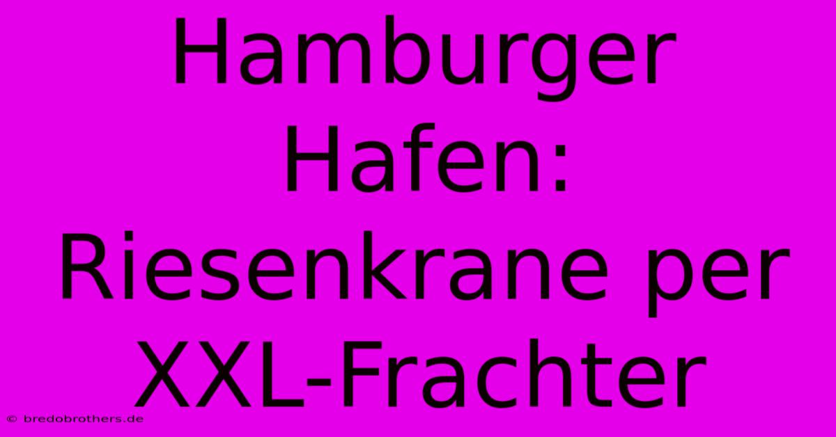 Hamburger Hafen: Riesenkrane Per XXL-Frachter