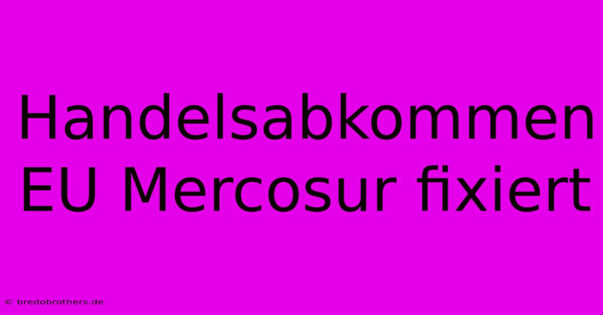 Handelsabkommen EU Mercosur Fixiert