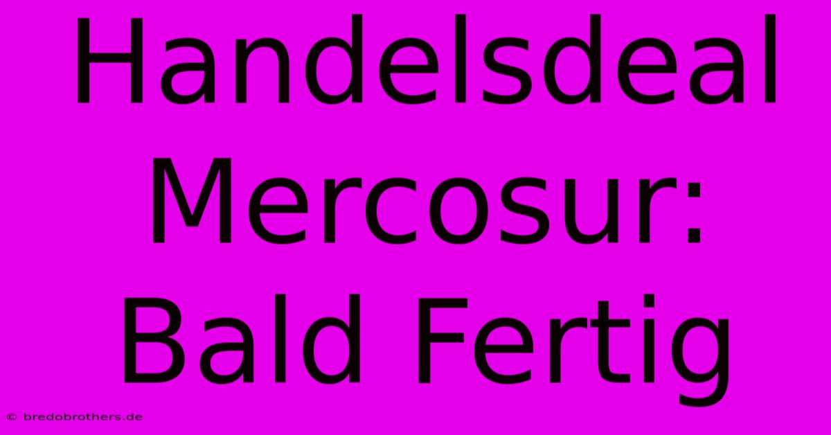 Handelsdeal Mercosur: Bald Fertig