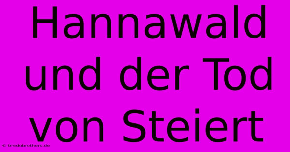 Hannawald Und Der Tod Von Steiert