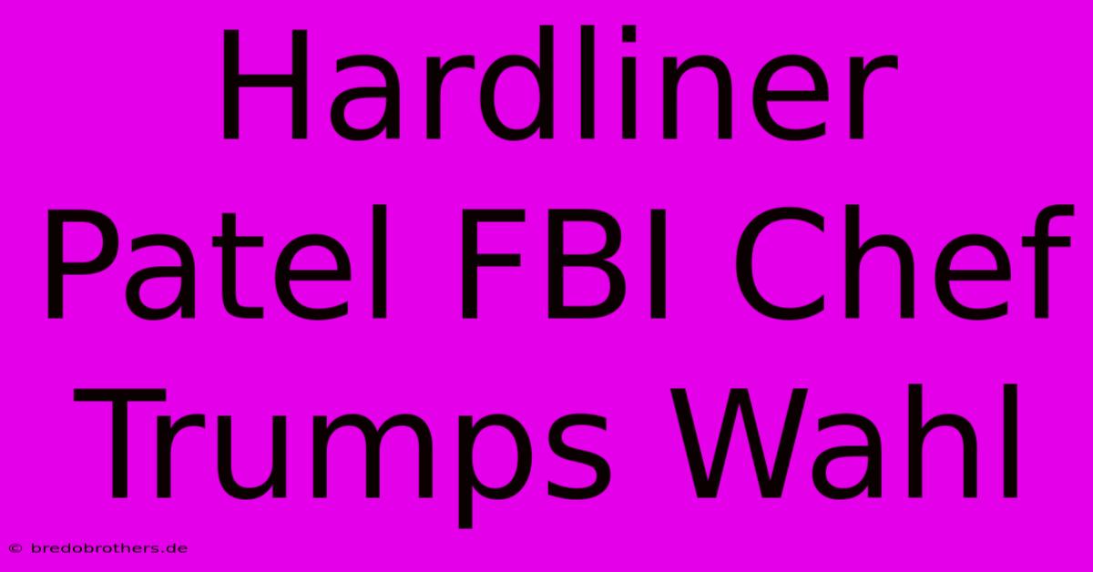 Hardliner Patel FBI Chef Trumps Wahl