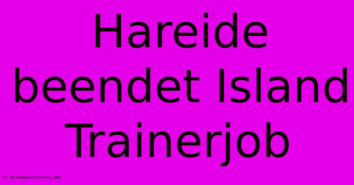 Hareide Beendet Island Trainerjob