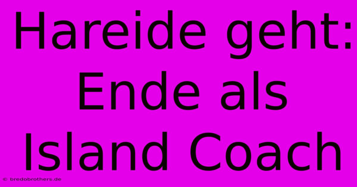 Hareide Geht: Ende Als Island Coach