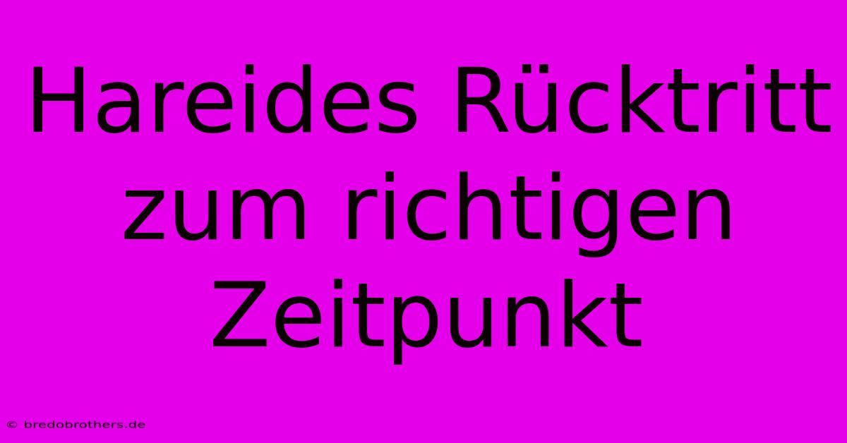 Hareides Rücktritt Zum Richtigen Zeitpunkt