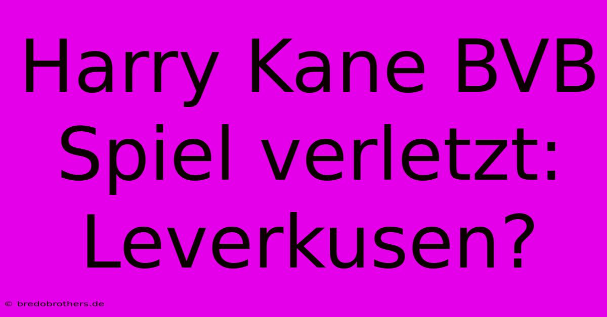 Harry Kane BVB Spiel Verletzt: Leverkusen?