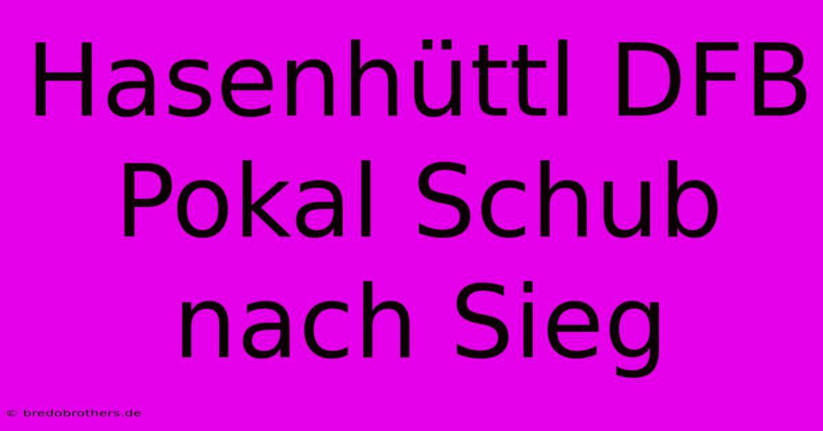 Hasenhüttl DFB Pokal Schub Nach Sieg