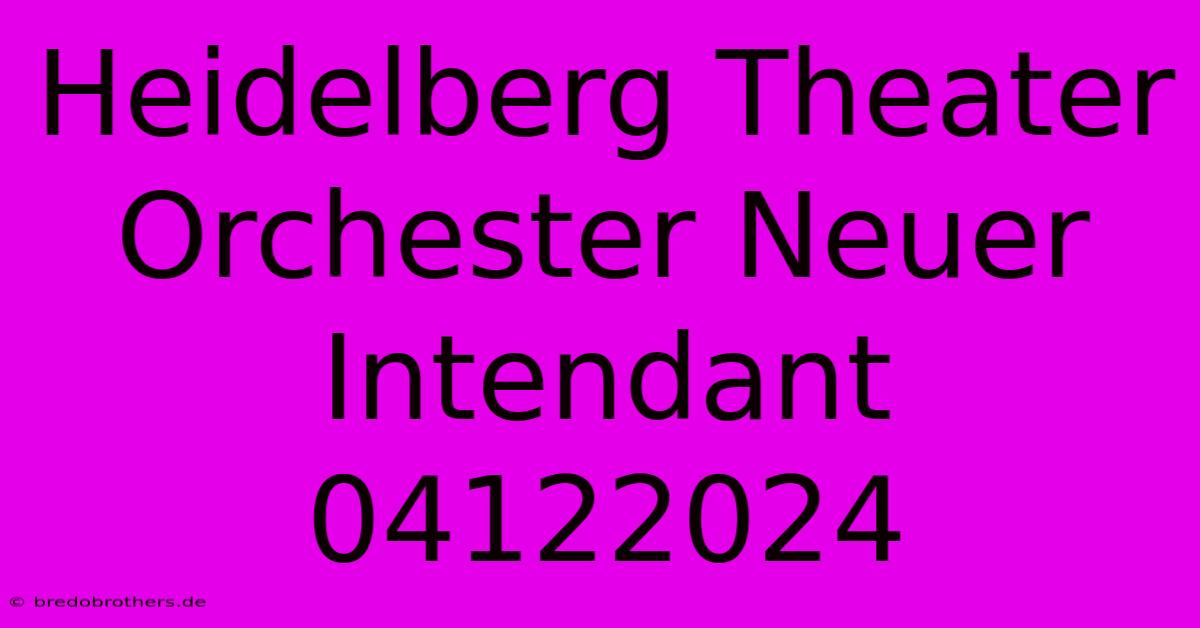 Heidelberg Theater Orchester Neuer Intendant 04122024