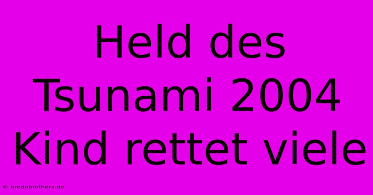 Held Des Tsunami 2004 Kind Rettet Viele