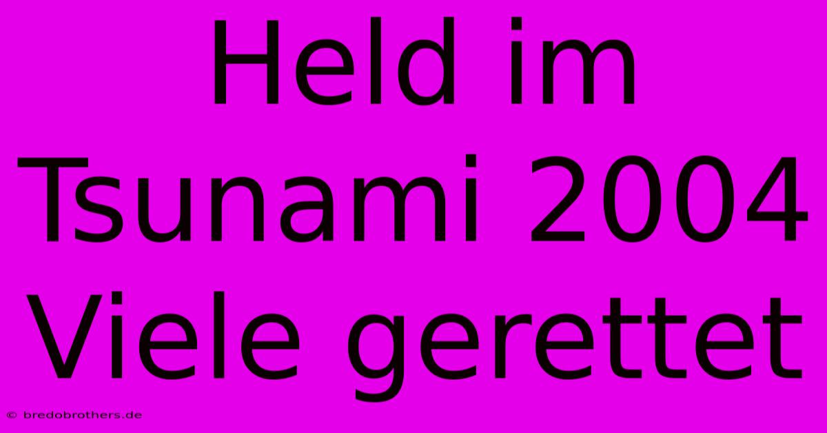 Held Im Tsunami 2004 Viele Gerettet