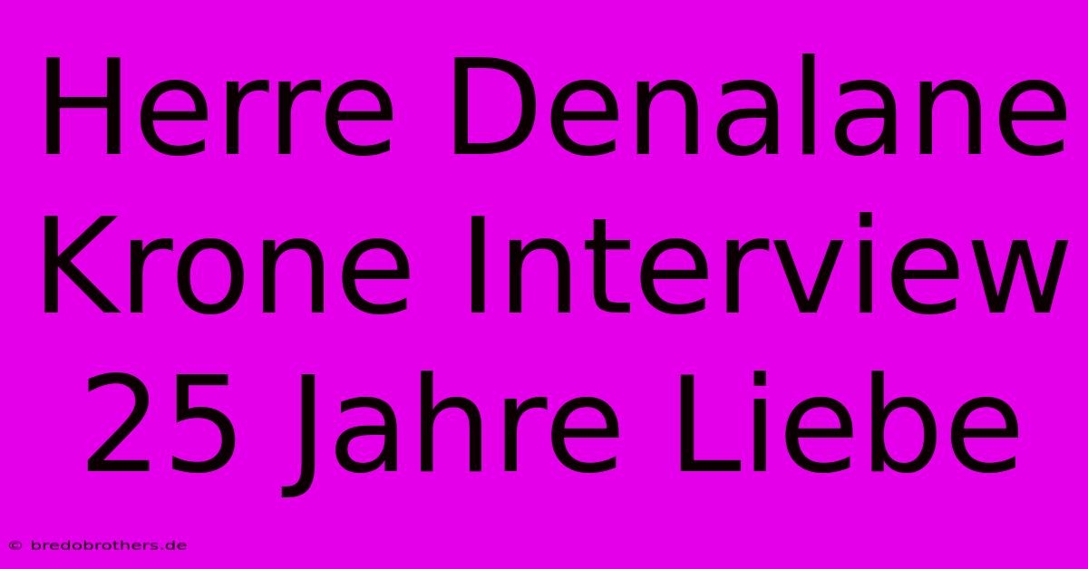 Herre Denalane Krone Interview 25 Jahre Liebe