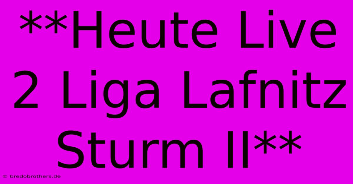 **Heute Live 2 Liga Lafnitz Sturm II**