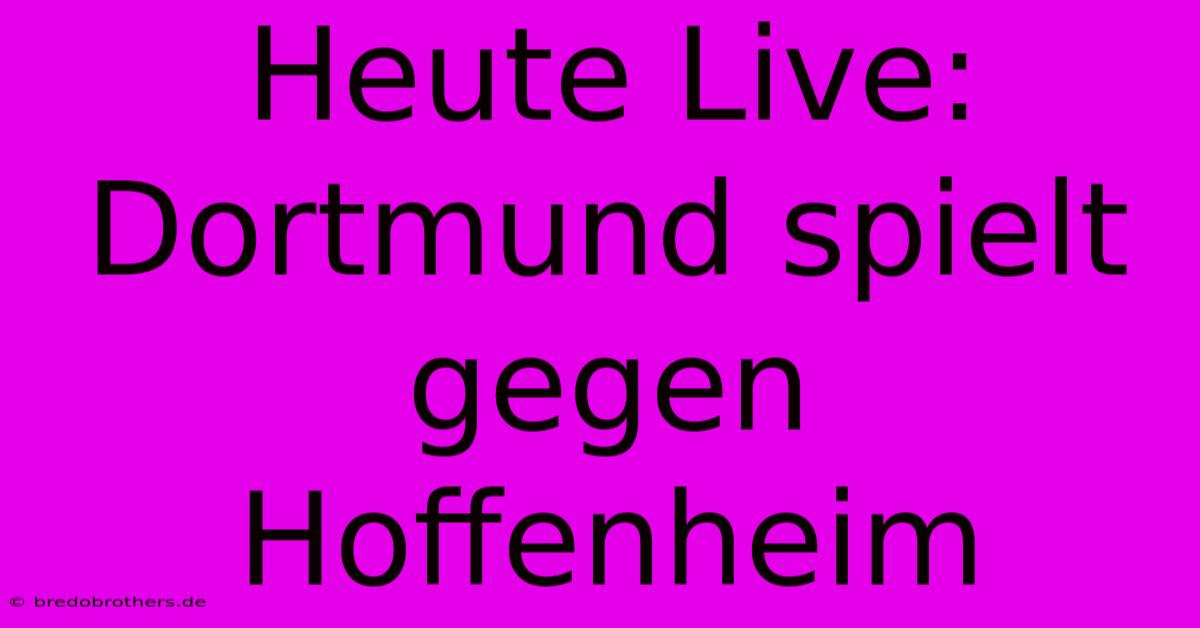 Heute Live: Dortmund Spielt Gegen Hoffenheim