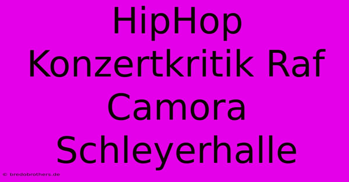 HipHop Konzertkritik Raf Camora Schleyerhalle