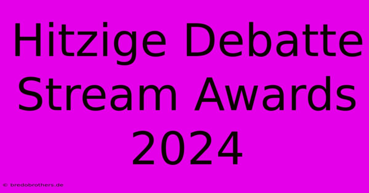 Hitzige Debatte Stream Awards 2024