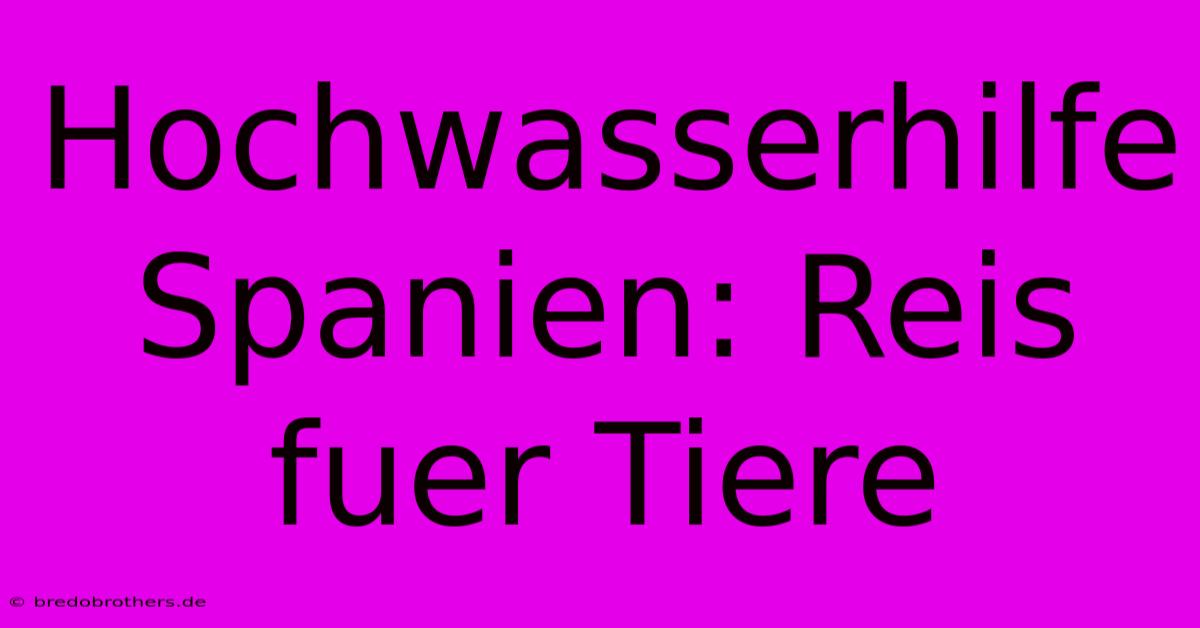 Hochwasserhilfe Spanien: Reis Fuer Tiere