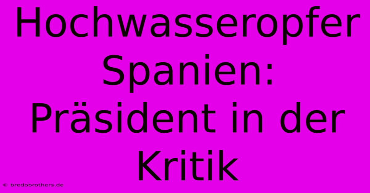 Hochwasseropfer Spanien: Präsident In Der Kritik