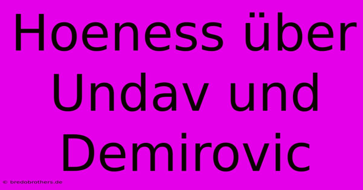 Hoeness Über Undav Und Demirovic