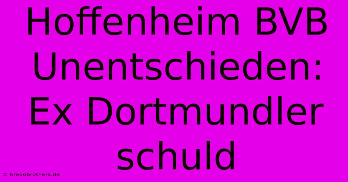 Hoffenheim BVB Unentschieden: Ex Dortmundler Schuld