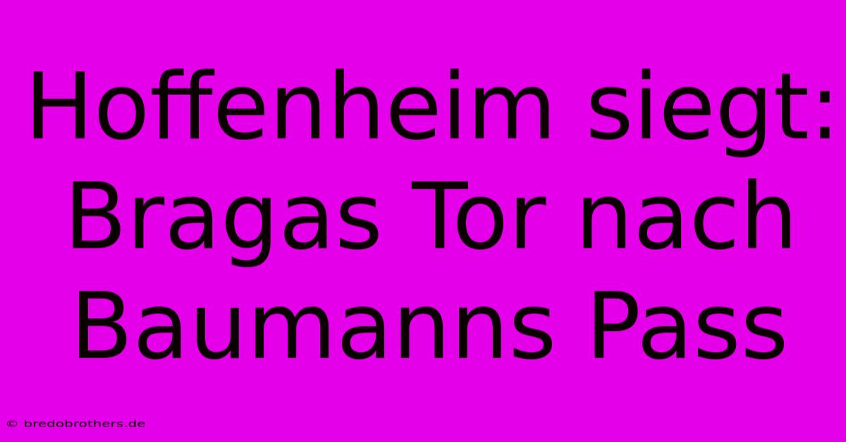 Hoffenheim Siegt: Bragas Tor Nach Baumanns Pass