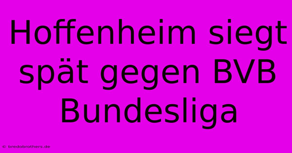 Hoffenheim Siegt Spät Gegen BVB Bundesliga