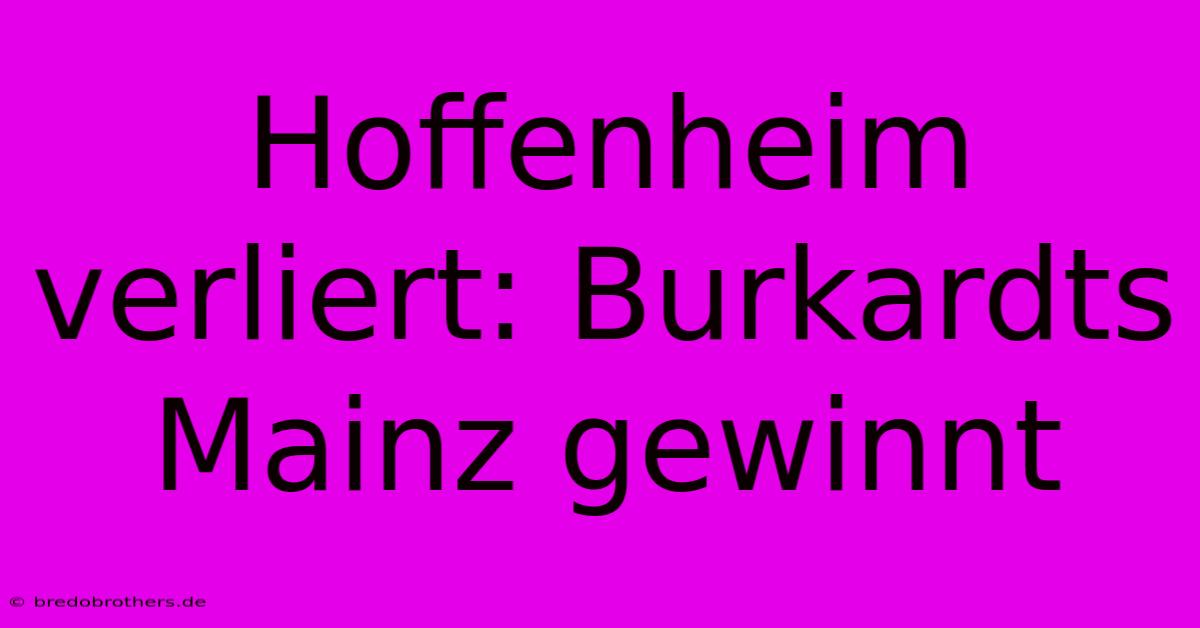 Hoffenheim Verliert: Burkardts Mainz Gewinnt