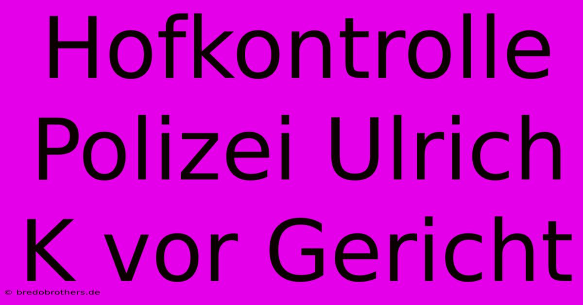 Hofkontrolle Polizei Ulrich K Vor Gericht