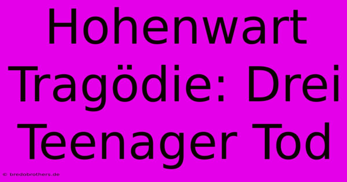 Hohenwart Tragödie: Drei Teenager Tod