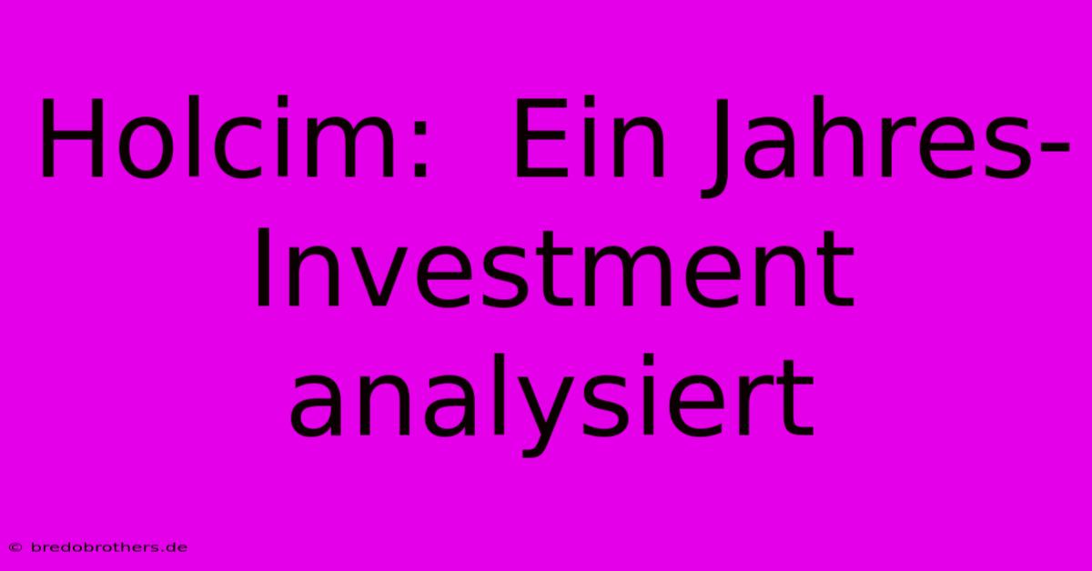 Holcim:  Ein Jahres-Investment Analysiert