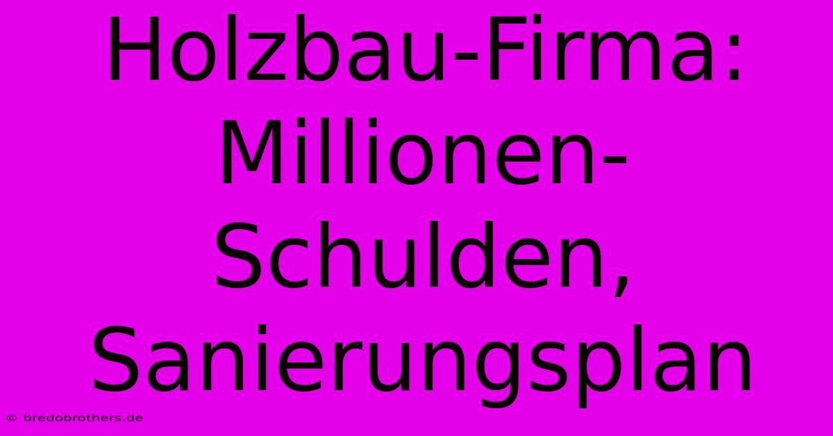 Holzbau-Firma: Millionen-Schulden, Sanierungsplan