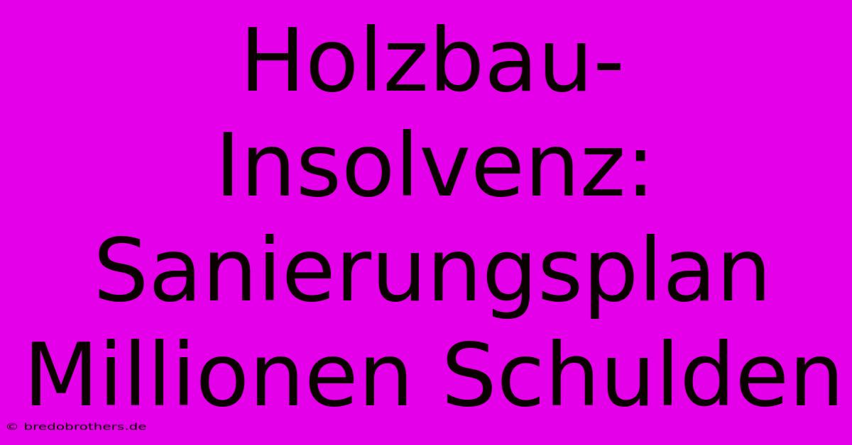 Holzbau-Insolvenz: Sanierungsplan Millionen Schulden