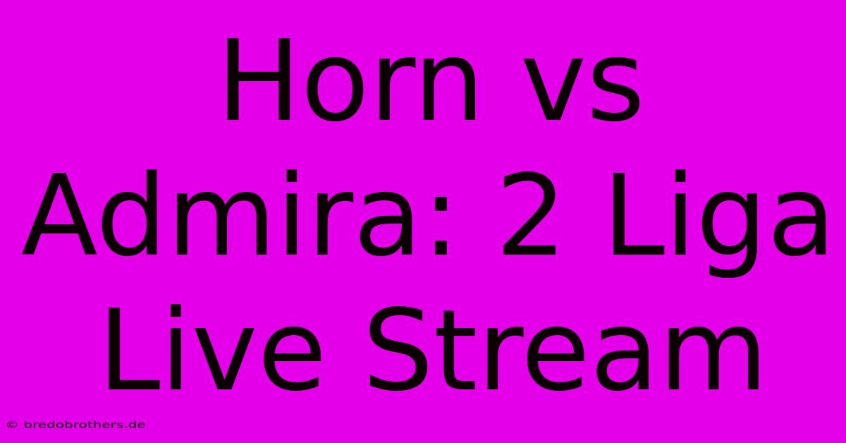 Horn Vs Admira: 2 Liga Live Stream