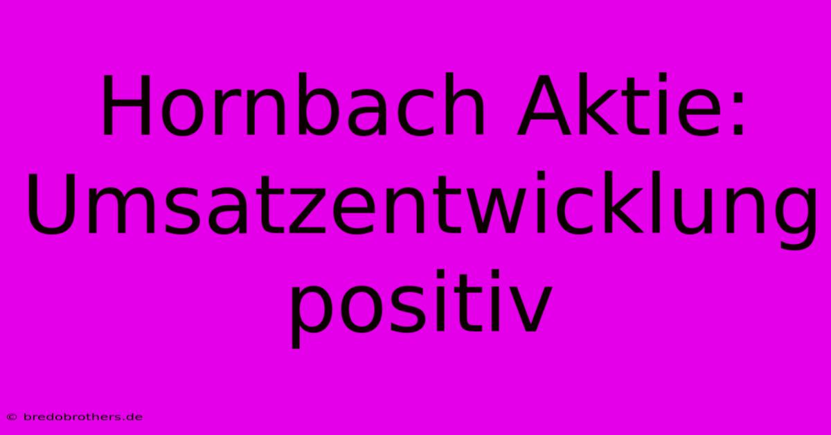 Hornbach Aktie:  Umsatzentwicklung Positiv