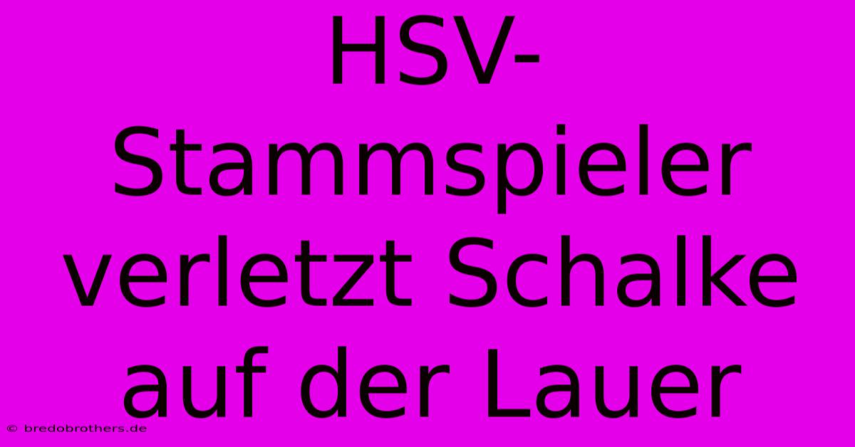 HSV-Stammspieler Verletzt Schalke Auf Der Lauer