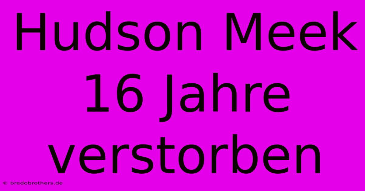 Hudson Meek 16 Jahre Verstorben