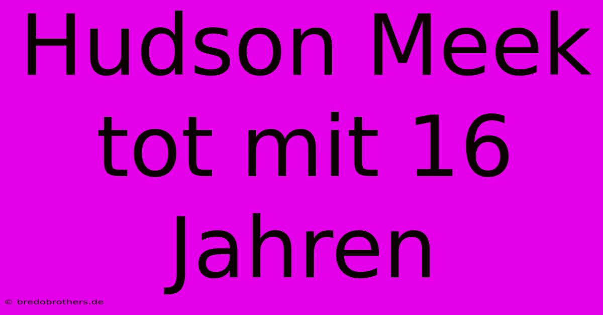 Hudson Meek Tot Mit 16 Jahren