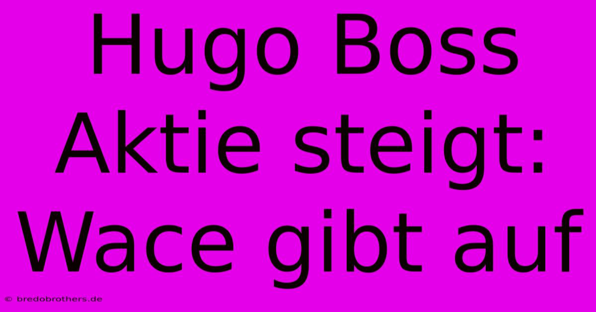 Hugo Boss Aktie Steigt: Wace Gibt Auf