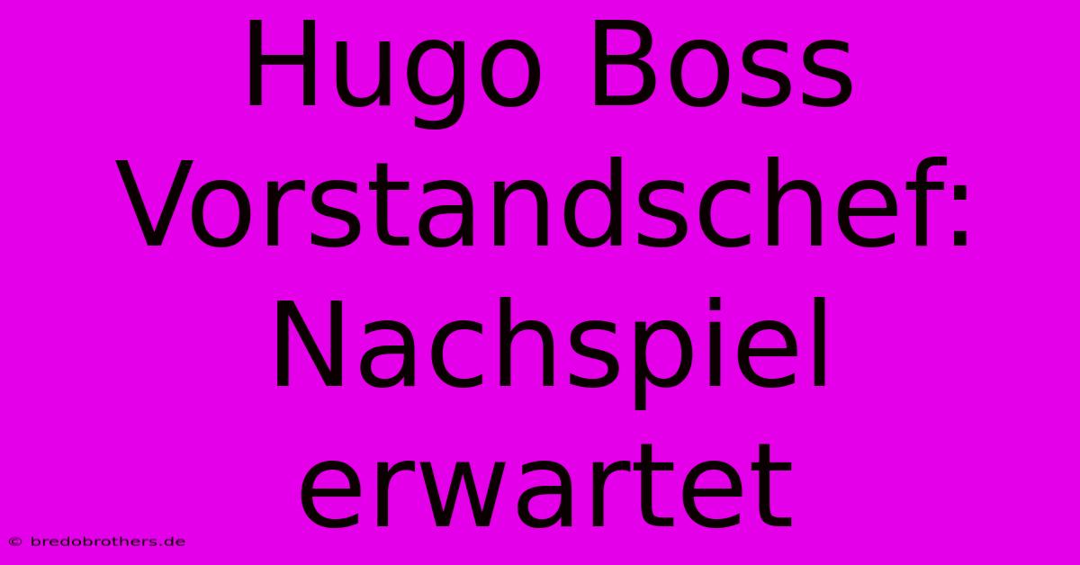 Hugo Boss Vorstandschef:  Nachspiel Erwartet